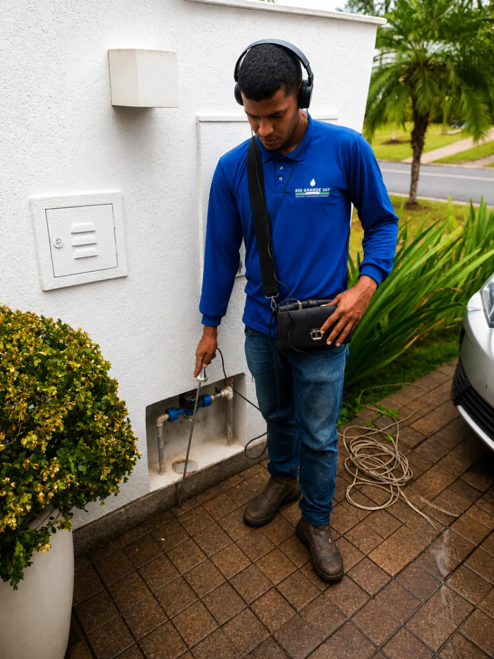 Técnico especializado em detecção eletrônica de vazamentos em campo