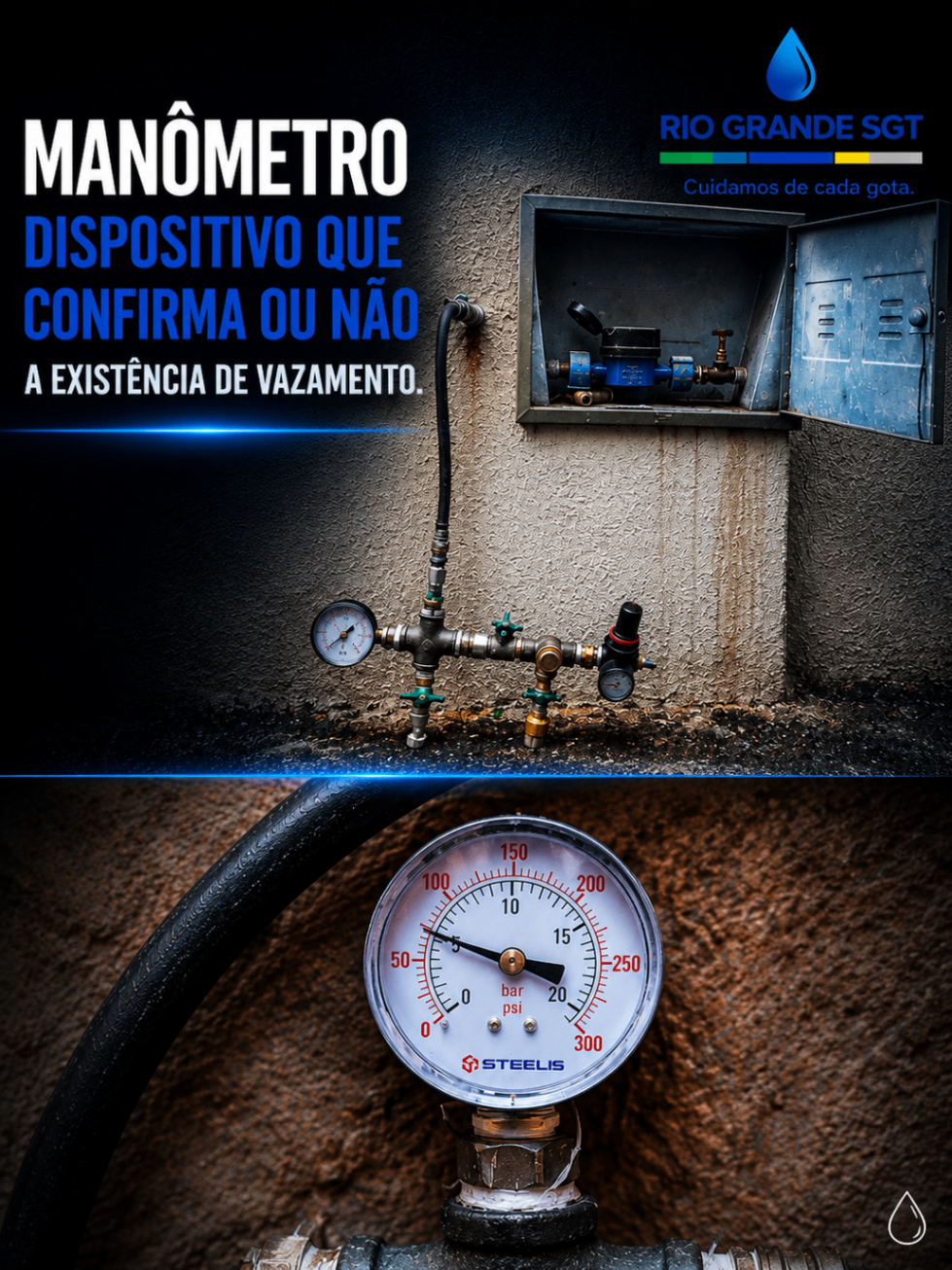 Manômetro usado para confirmar a existência de vazamento
